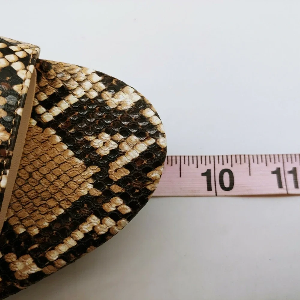 Charles David Sandals Woman Lambert Brown Snakeskin 9.5 Ankle Strap Shoe Wedge‎